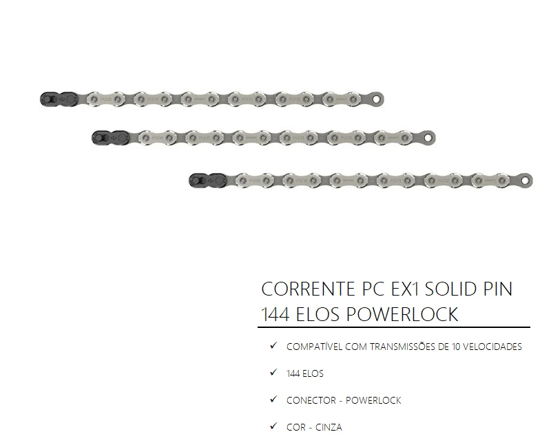PC EX1 Solid Pin Chain (144 Links, PowerLock, 10 Speed)