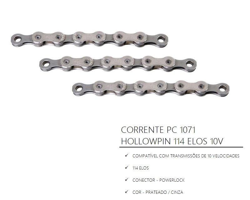 CHAIN PC 1071 HOLLOWPIN 114 LINKS 10S